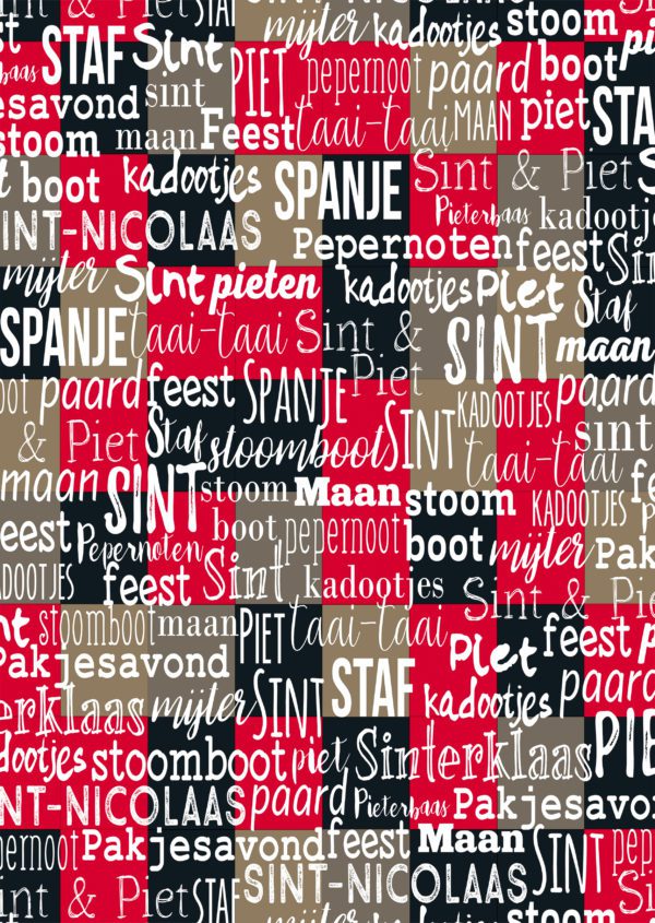 Cadeaupapier Sinterklaas Handlettering Rood